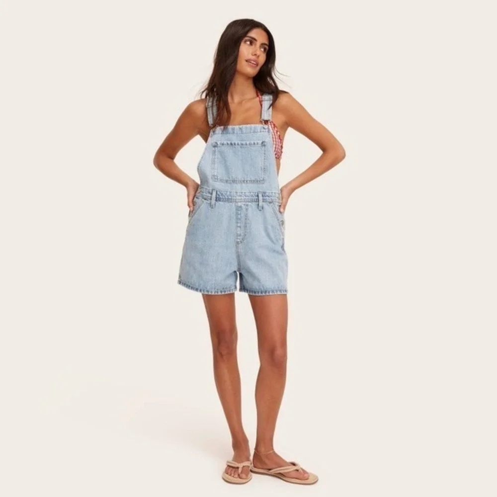 Parke Target Women's 1X Plus X-Large Denim Shortalls Light Short Overalls/Romper